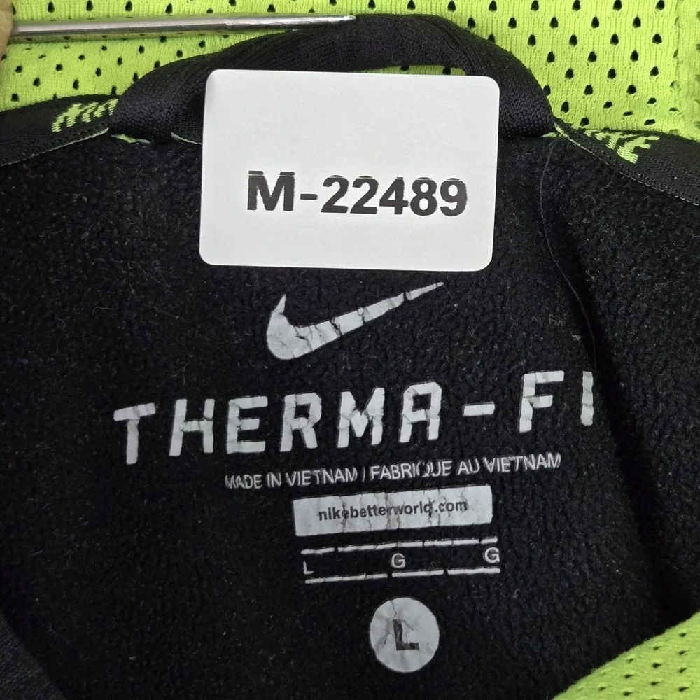 Nike‎ Men Hoodie L Black Graphic Fleece THERMA-FIT Activewear Long Sleeve
